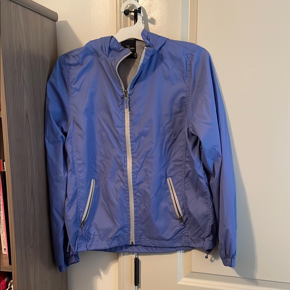 Blue Hooded Windbreaker Jacket